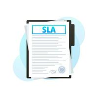 SLA - service level agreement document, Contract Form. vector