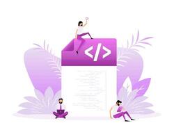 Computer programming or developing software or game. Web Development. Website coding. vector