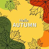 Beautiful poster with leaves and text. Autumn holidays cards. Hand drawn vector illustration.