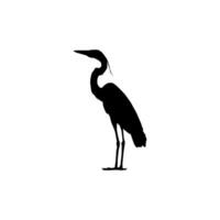 The Black Heron Bird, Egretta Ardesiaca, also known as the Black Egret Silhouette for Art Illustration, Logo, Pictogram, Website, or Graphic Design Element. Vector Illustration