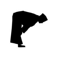 Ruku, Bowing down is an essential pillar of prayer, a part of prayers, the head is bowed and the knees are bowed with both hands, which is one of the essential parts of the prayers in Islam or Moslem. vector