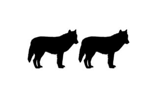 Pair Wolf Silhouette for Logo Type, Art Illustration, Pictogram, Website, Apps or Graphic Design Element. Vector Illustration