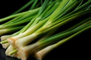 Closeup photo of lemongrass plant stems. Generate ai