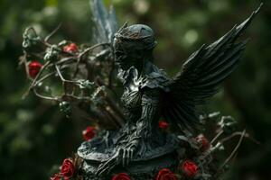 Dark angel figurine. Generate Ai photo