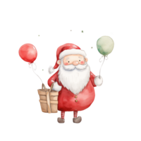 Santa Claus on  isolated Background - Minimalist Watercolor Illustration.Created with Generative AI technology. png
