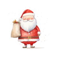 Santa Claus on  isolated Background - Minimalist Watercolor Illustration.Created with Generative AI technology. png