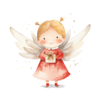 Cute Angelson Isolated Background - Minimalist Watercolor Illustration.Created with Generative AI technology. png