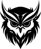 Owl, Black and White Vector illustration