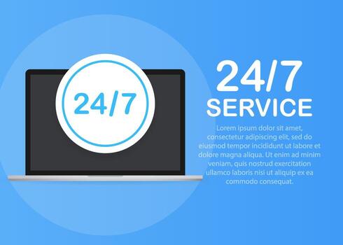 24 hours service vector line icon. 24 hours service line icon for infographic, website or app.