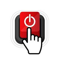 Power button in flat style on white background. Vector web button.