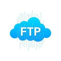 Flat web banner with ftp. Application interface. Technology concept. Vector illustration.
