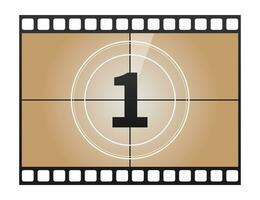 A classic movie countdown frame at the number One. Vector illustration.