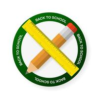 Back to School badge on white background. Pen and line in 3D style. Vector illustration.