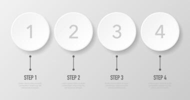 Infographics whith 1, 2, 3 and 4 steps on white background. Vector illustration.