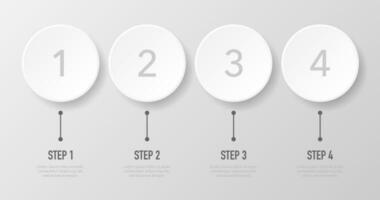 Infographics whith 1, 2, 3 and 4 steps on white background. Vector illustration.