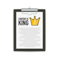 Content is king, flat icon, on a white background. Vector stock illustration.