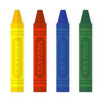 Vector colorful Crayons. Art Set Kids School craft art supply graphics. Vector illustration.