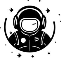 astronauta - negro y blanco aislado icono - vector ilustración