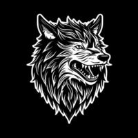 lobo - negro y blanco aislado icono - vector ilustración