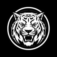 Tigre - negro y blanco aislado icono - vector ilustración