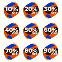 SET SALE TAG BADGE TEMPLATE FLAT COLOR DESIGN. OFFER WITH DIFFERENT DISCOUNT FROM 10, 20, 30, 40, 50, 60, 70, 80, 90 PERCENT OFF.MODERN DESIGN VECTOR FOR YOUR BUSINESS