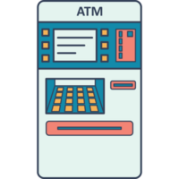 ATM Machine Flat Icon Illustration PNG Transparent Background