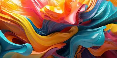 Colorful 3D abstract art, presenting a dance of colors. AI generative. photo