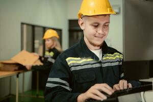 After the machinery was installed, both engineers inspected and tested it. photo