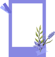 Blau Foto Rahmen mit Blumen- minimalistisch Stil png