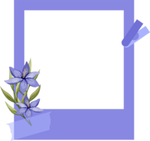 blauw foto kader met bloemen minimalistische stijl png