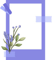 Blau Foto Rahmen mit Blumen- minimalistisch Stil png