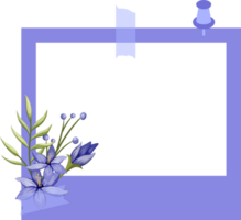 blauw foto kader met bloemen minimalistische stijl png