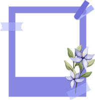 Blau Foto Rahmen mit Blumen- minimalistisch Stil png