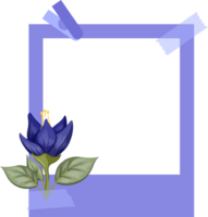 azul foto marco con floral minimalista estilo png