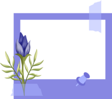 azul foto quadro, Armação com floral minimalista estilo png