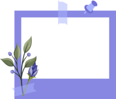 Blue Photo Frame with Floral Minimalist Style png