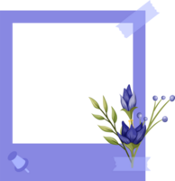 azul foto quadro, Armação com floral minimalista estilo png