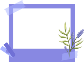 azul foto quadro, Armação com floral minimalista estilo png