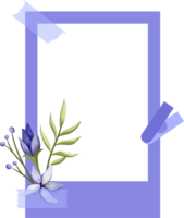 Blue Photo Frame with Floral Minimalist Style png