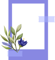 Blau Foto Rahmen mit Blumen- minimalistisch Stil png