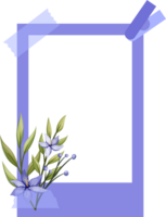 bleu photo Cadre avec floral minimaliste style png