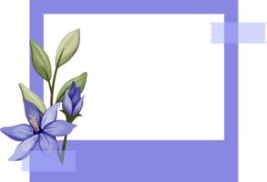 azul foto quadro, Armação com floral minimalista estilo png