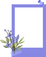 Blue Photo Frame with Floral Minimalist Style png