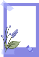 Blue Photo Frame with Floral Minimalist Style png