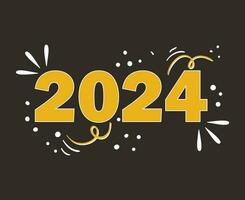 2024 New Year Holiday Abstract Yellow Graphic Design Vector Logo Symbol Illustration With Brown Background