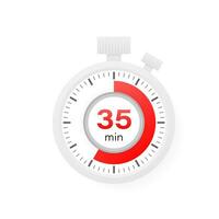 The 35 minutes timer. Stopwatch icon in flat style. vector