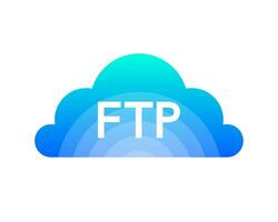 Flat web banner with ftp. Application interface. Technology concept. Vector illustration.