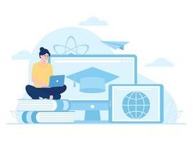 online lectures using the web concept flat illustration vector