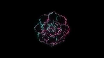 flowers with a glowing neon effect animated abstract motion on black background video