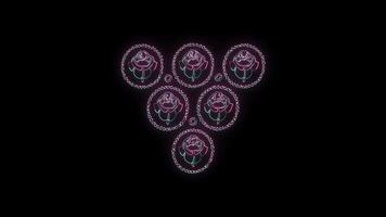 flowers with a glowing neon effect animated abstract motion on black background video